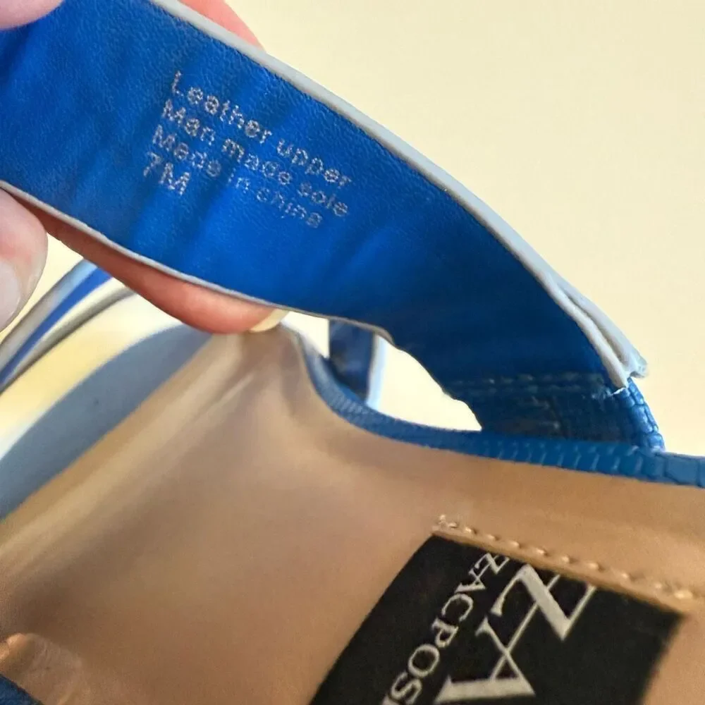 Zac Posen Selah Blue Croc Embossed Leather Sandal Sz 7 Beach, Summer, Vacation